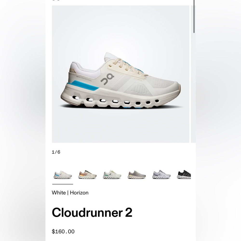 On Cloudrunner 2 3WE10133195 White/Horizon Sz 9 Displays-Tried on New With Box